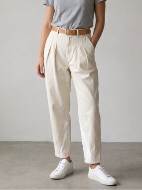 Unsubscribed Sz 6 Off White Pleated Tapered Balloon Relaxed Pants